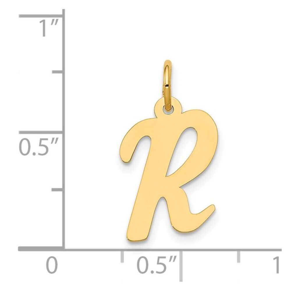 14k Yellow Gold, Madison Collection, Medium Script Initial R Pendant - Picture 4 of 5